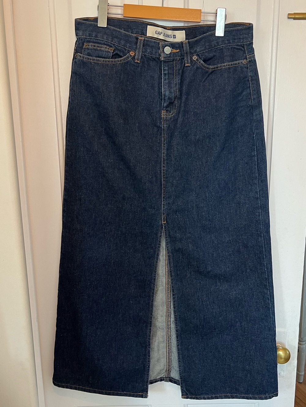 Vintage Y2K GAP Dark Wash Denim Maxi Skirt Size 12